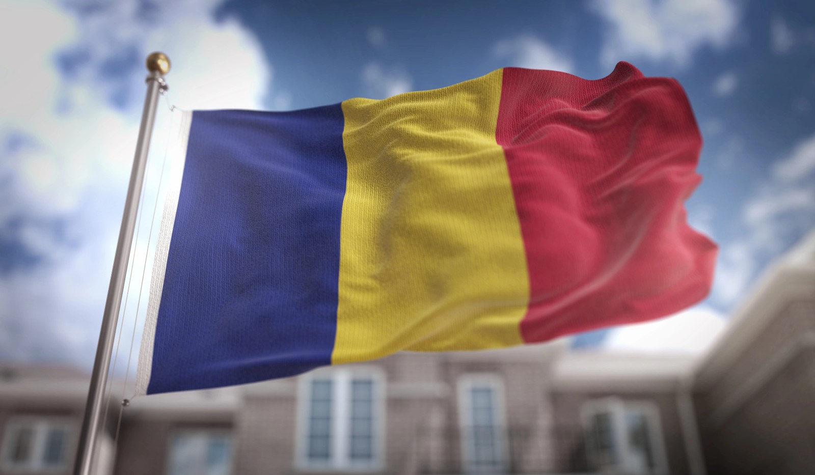 Mascotte Della Bandiera Della Romania Che Fa Il Disegno Del Carattere Di Vacanza 25249910